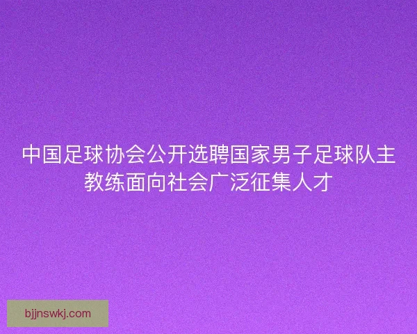 中国足球协会公开选聘国家男子足球队主教练面向社会广泛征集人才